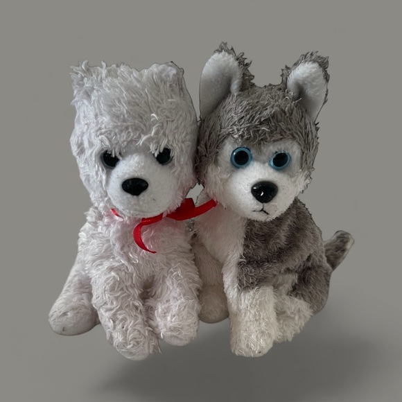 TY Beanie Baby Icebox the Polar Bear and Ty Beanie Baby JUNEAU The HUSKY Dog - Picture 1 of 4